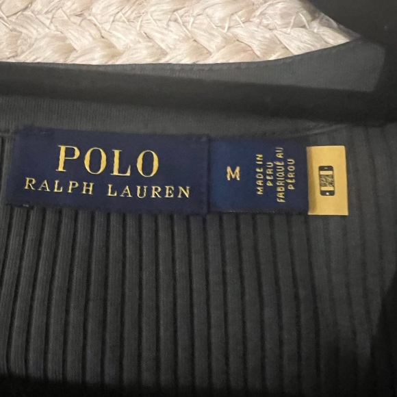 Polo Ralph Lauren Ribbed Button-Front Cropped Top - Charcoal Grey - Picture 4 of 4
